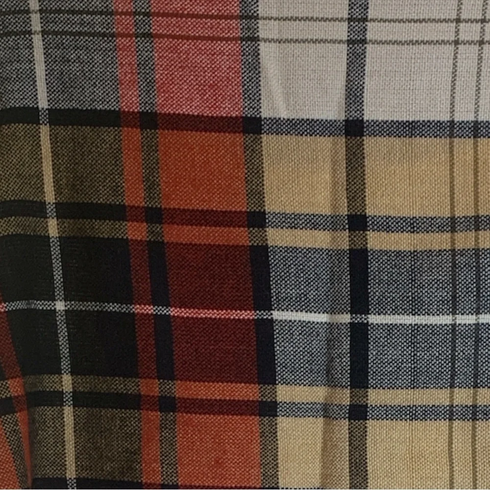 Sole Society Shawl Wrap Rectangle Scarf Plaid Red Tan Black One Size Preowned
